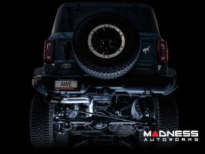 Ford Bronco Performance Exhaust System - Cat Back - Single Rear Exit - AWE - Black Tip w/ Bash Guard